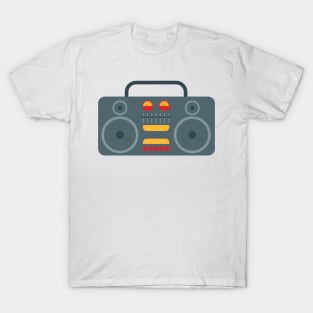 Cassette tape recorder icon. The symbol of the audio system. T-Shirt